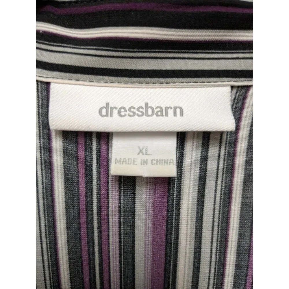 Dressbarn XL Striped Button-Down Blouse - Purple Black White - 90s/Y2K Era - Picture 3 of 8